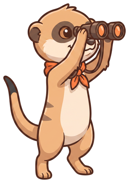 Scout the meerkat scanning the horizon with binoculars